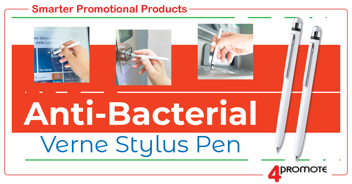 Custom Branded - Anti-Bacterial Verne Stylus Pen