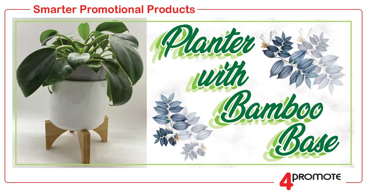 Custom Branded Planter with Bamboo Base