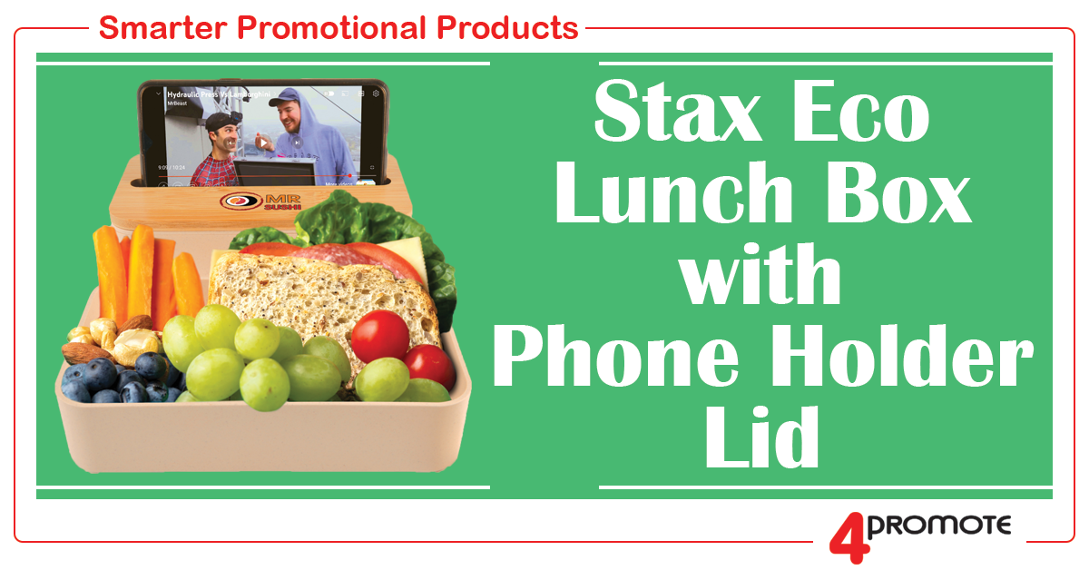 Custom Branded Stax Eco Lunch Box with Phone Holder Lid