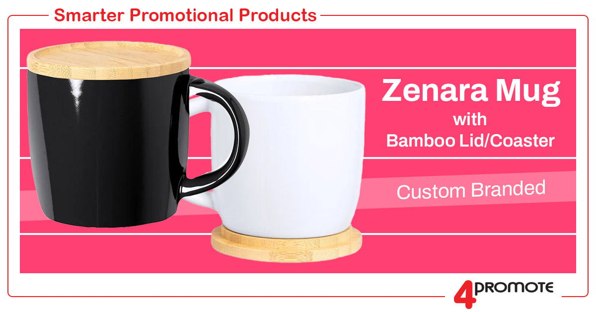 Custom Branded Zenra Mug with Bamboo Lid/Coaster
