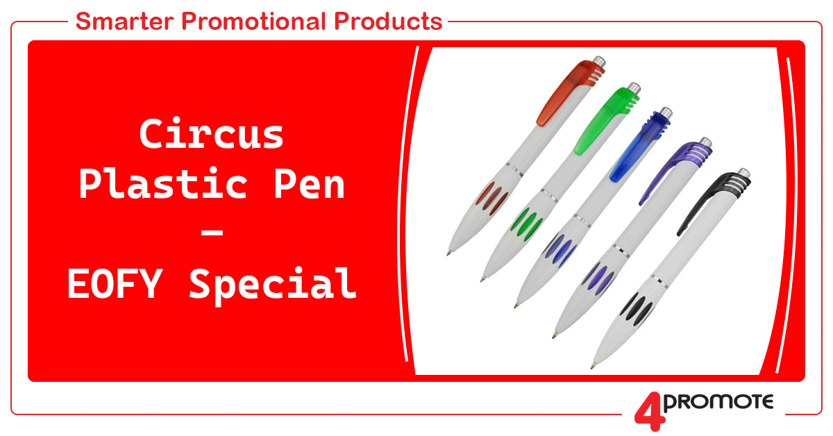 Custom Branded Circus Plastic Pen - EOFY Special